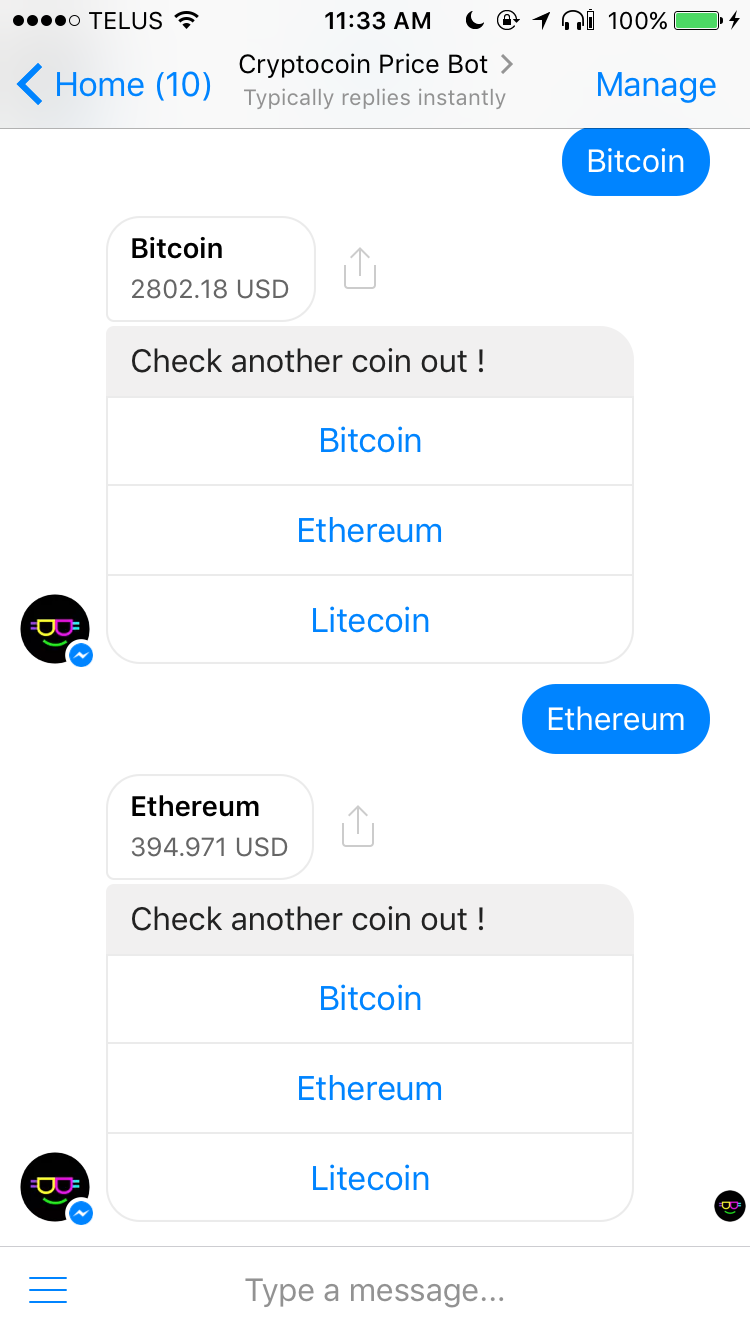 Cryptocoin Price Bot gallery image