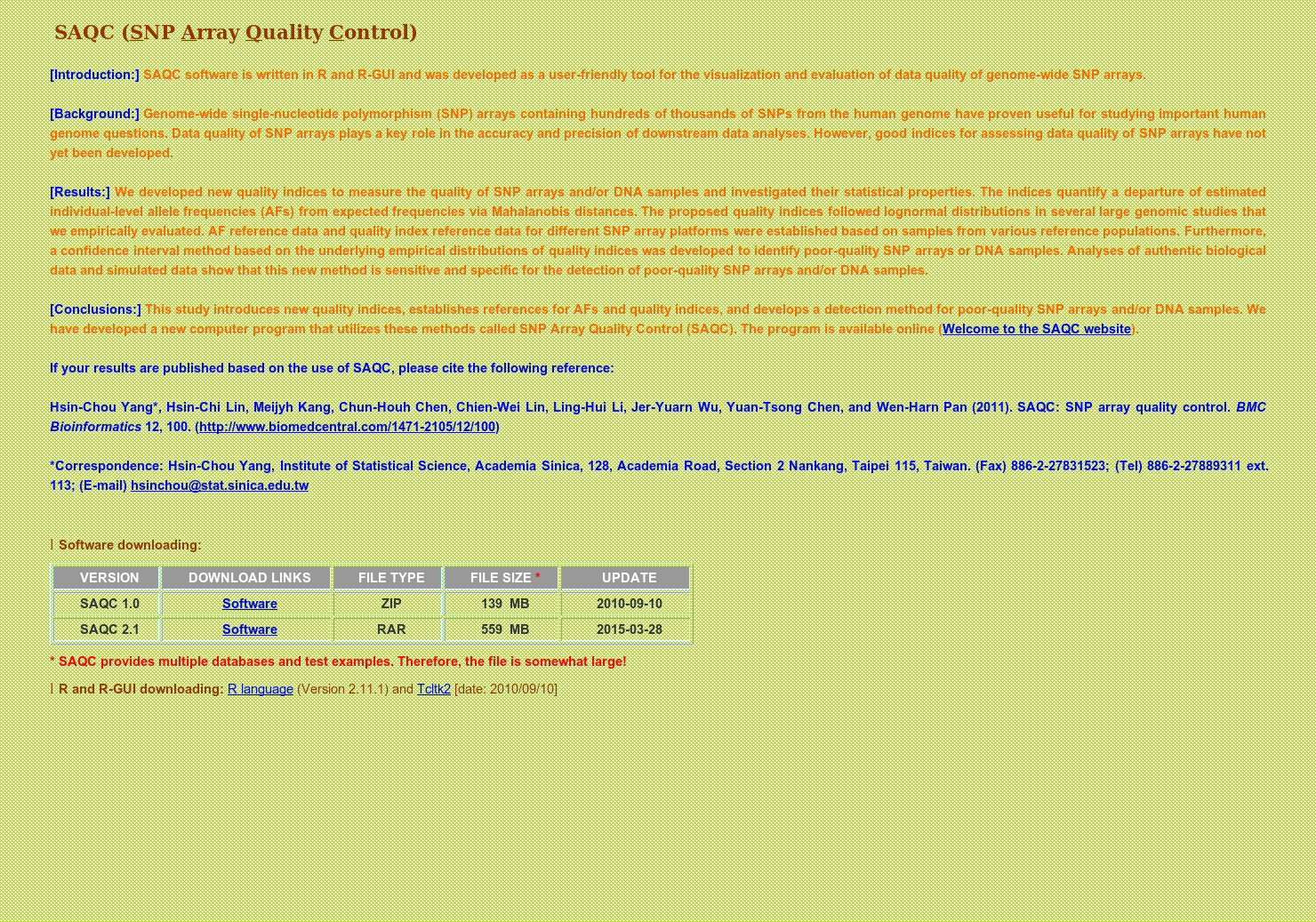 SAQC (SNP Array Quality Control)