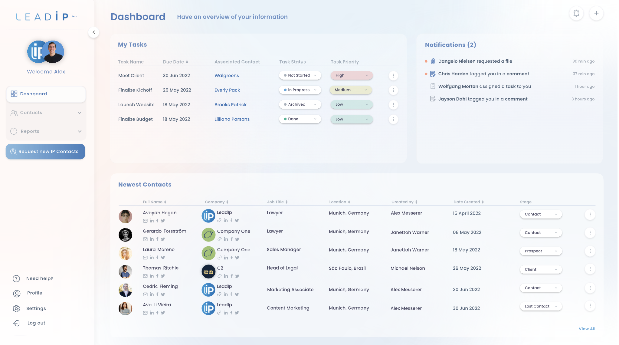 startuptile Lead IP Next-Contact and task management platform for the IP industry