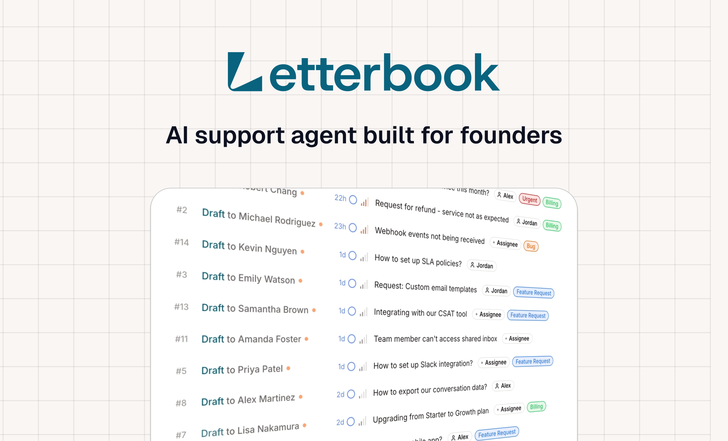 Letterbook: AI support platform built for founders | Product Hunt
