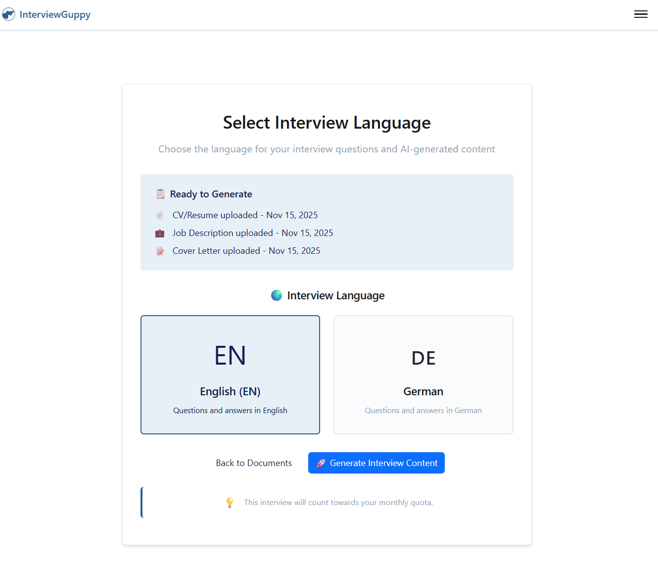 InterviewGuppy - Interview prep tool - Screenshot 3 showing product features and functionality