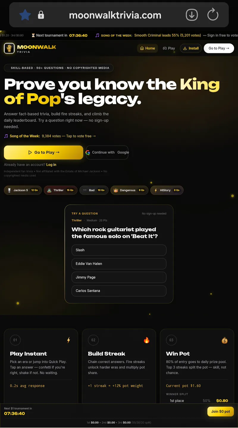 Moonwalk Trivia screenshot 4