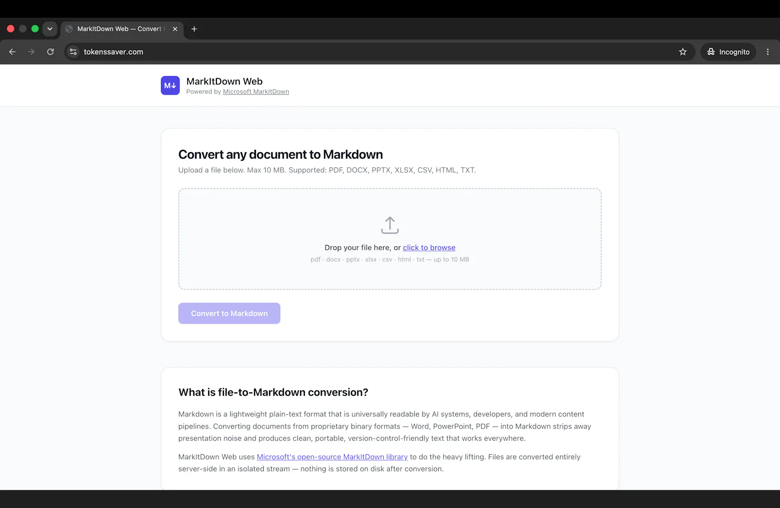 MarkItDown Web screenshot 1