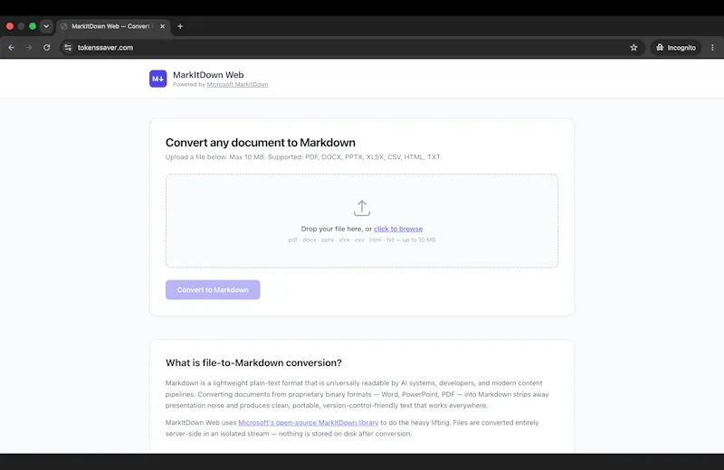 MarkItDown Web screenshot 1