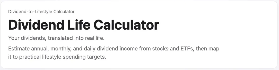 Dividend Life Calculator product banner