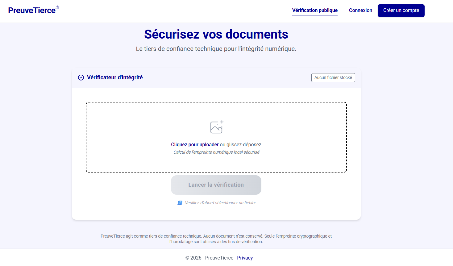 PreuveTierce - Main product screenshot demonstrating key features and user interface