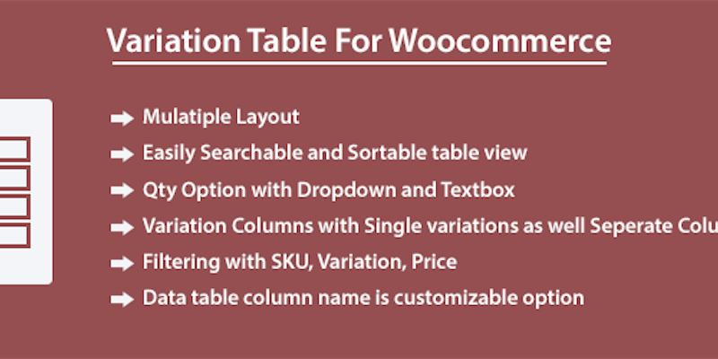 Variation Table For Woocommerce media 1