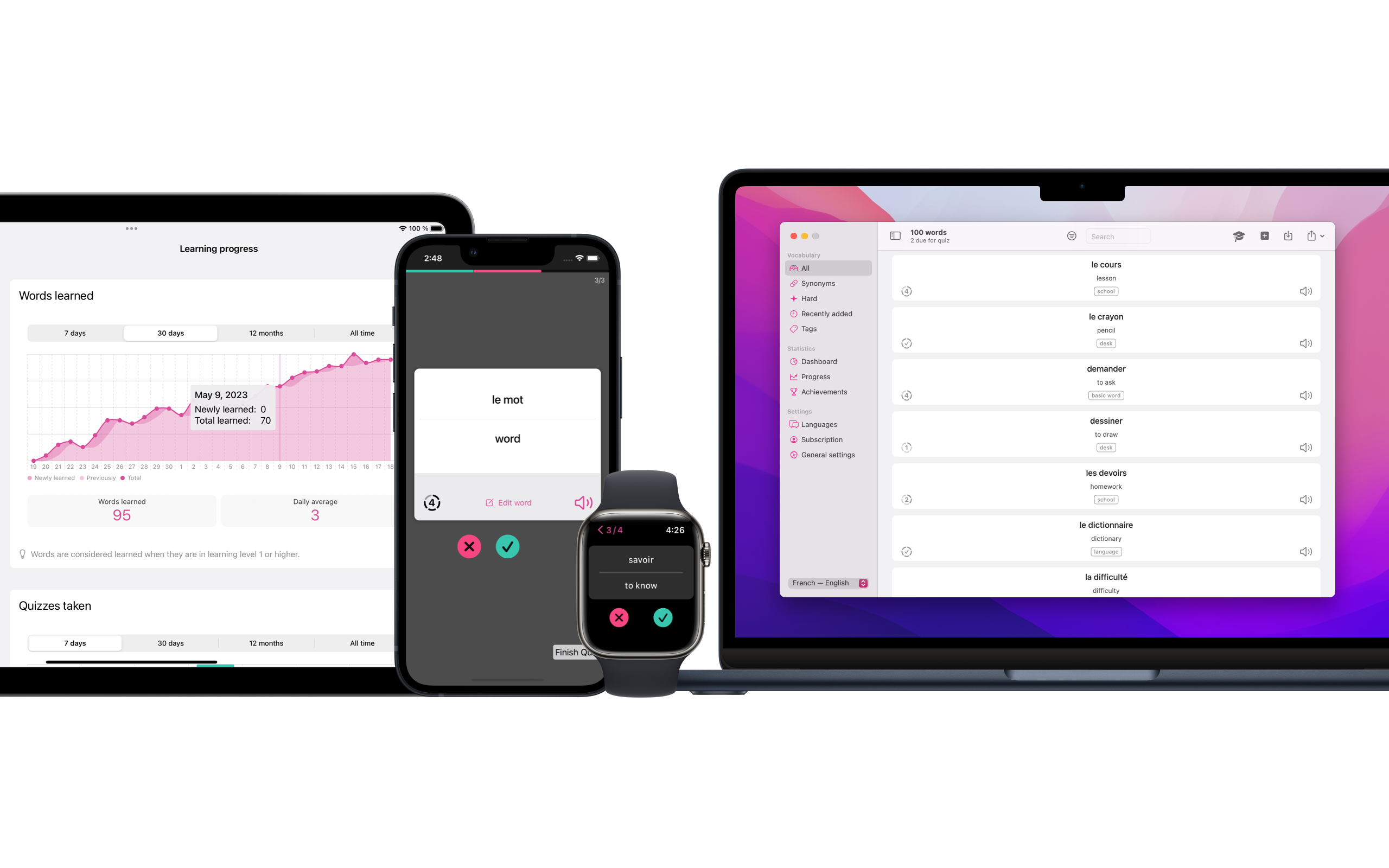 Média Wokabulary - Cartes flash - Collectez et pratiquez vos mots individuels en langue étrangère 1