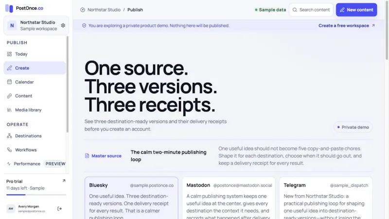 PostOnce.co screenshot 2