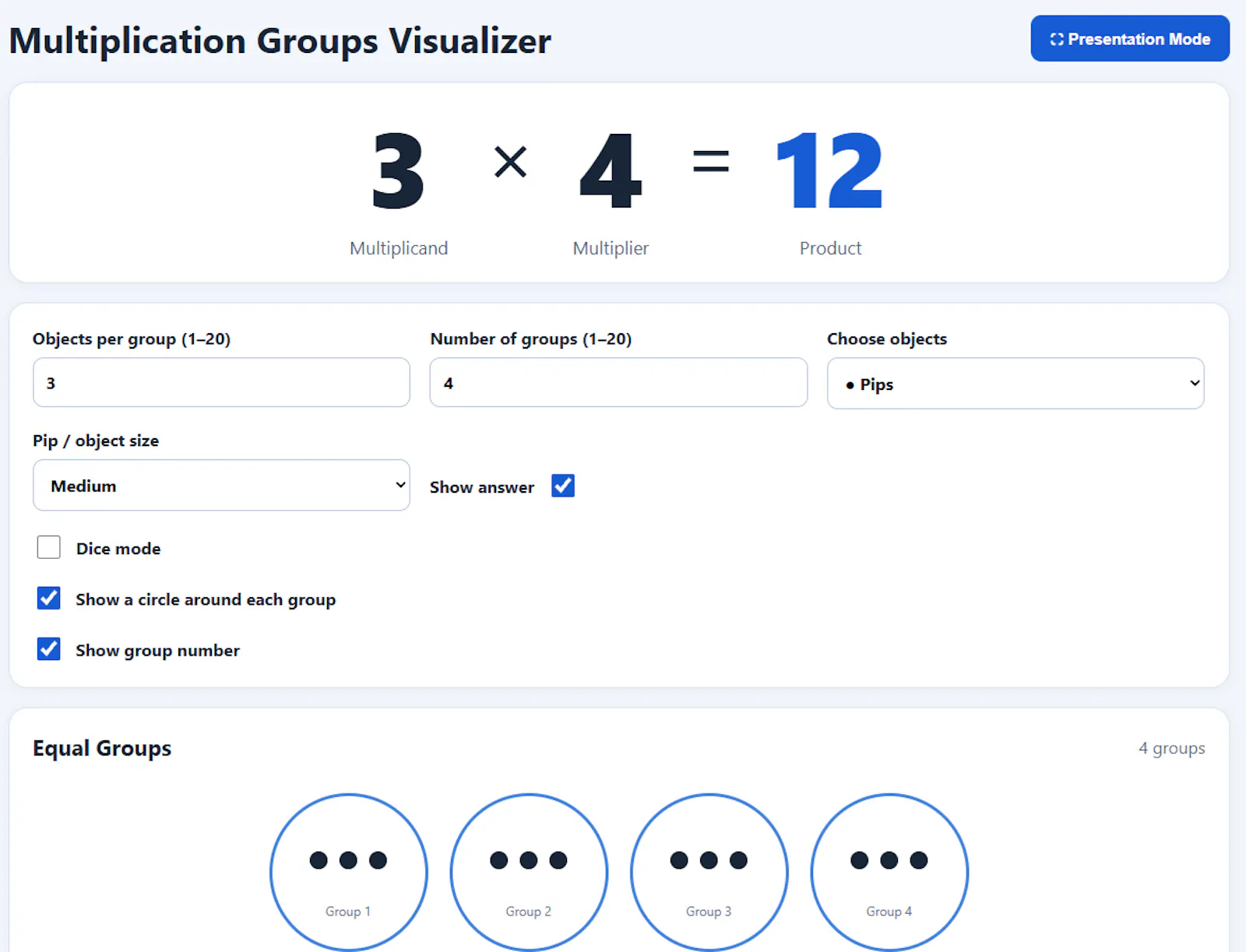 PipDots Multiplication Visualizer screenshot 1