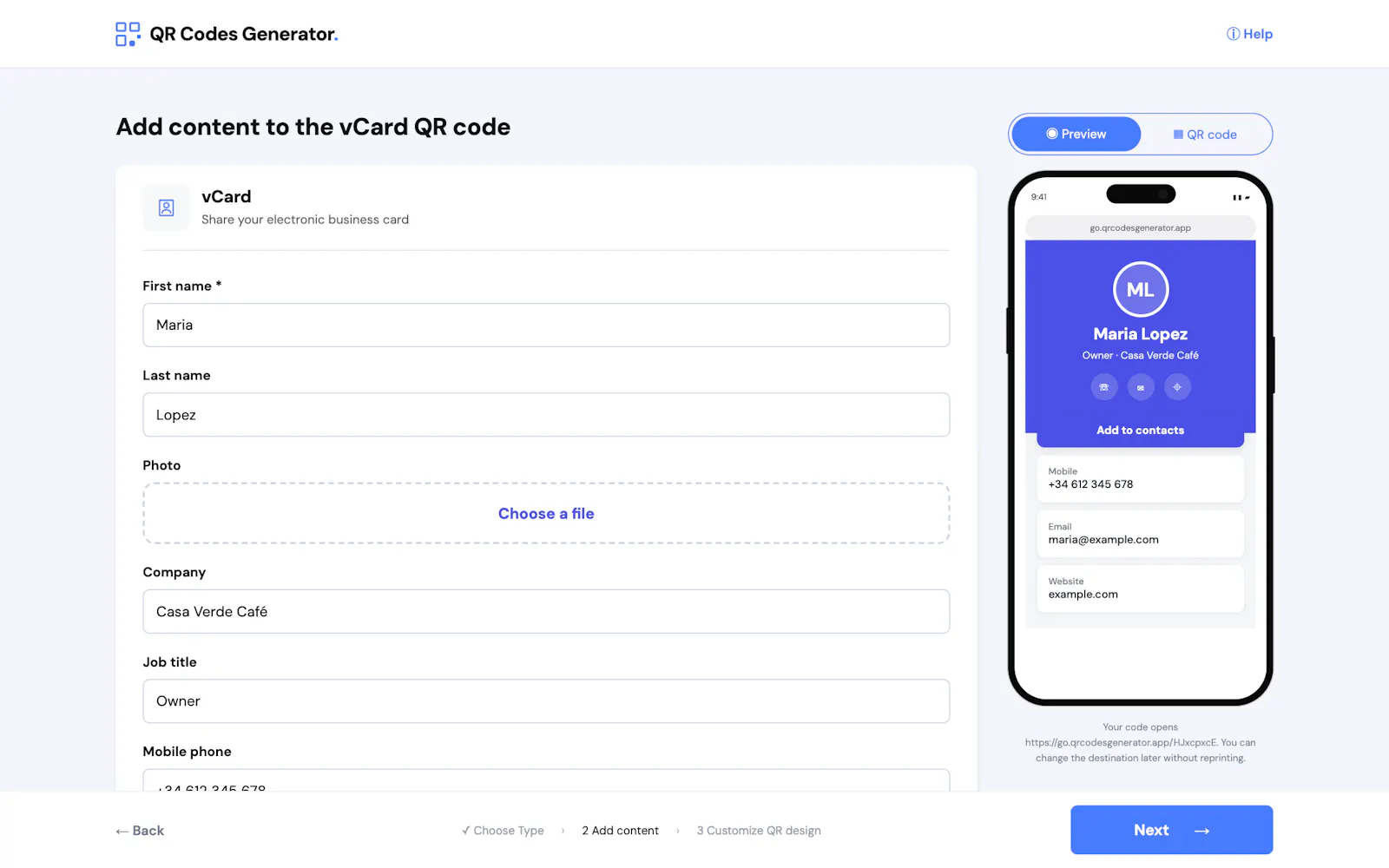 QR Codes Generator screenshot 1
