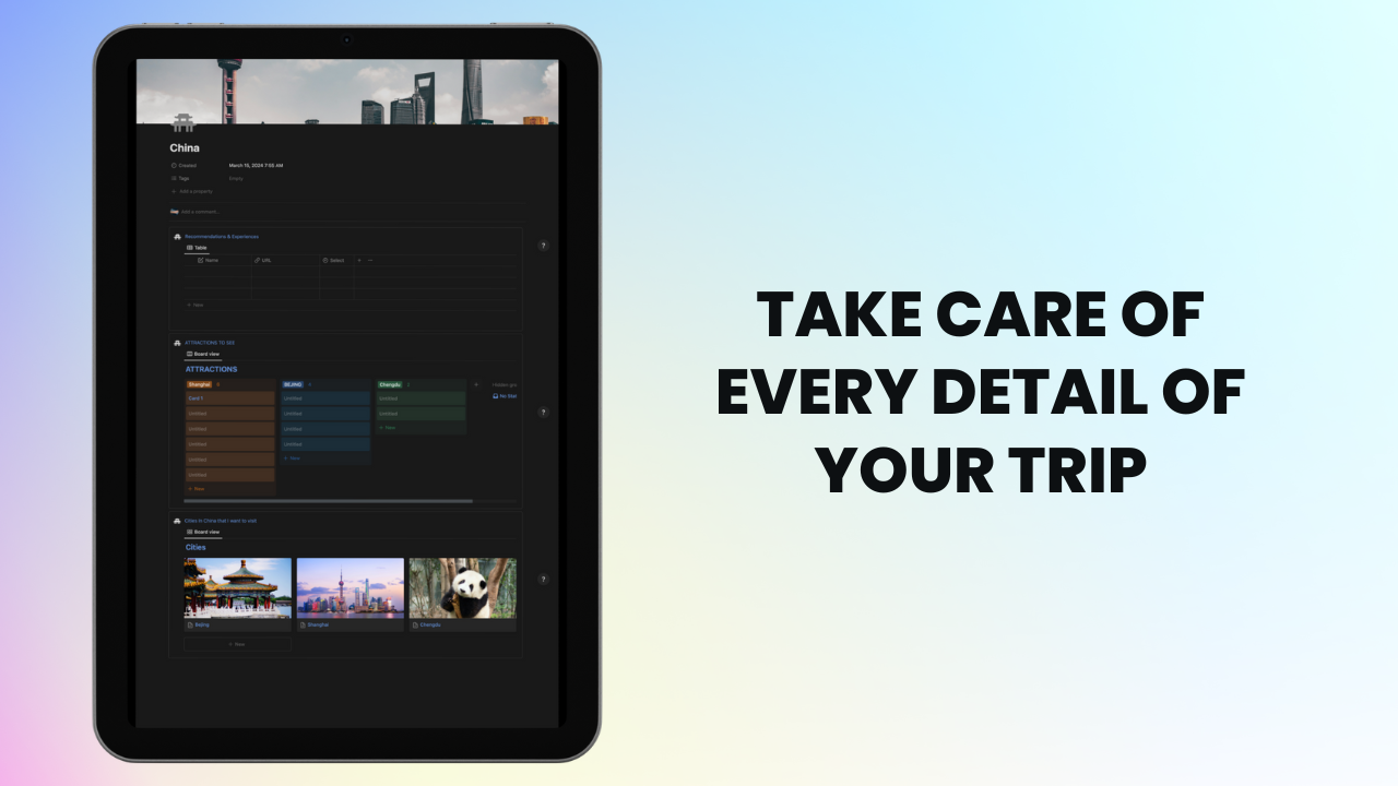 Notion travel planner template gallery image