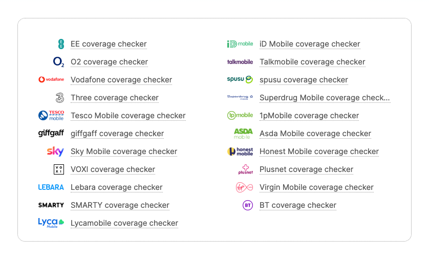 Media Checker bảo hiểm di động cho các mạng của Vương quốc Anh - So sánh phạm vi bảo hiểm và tín hiệu di động cho tất cả các mạng của Vương quốc Anh 2