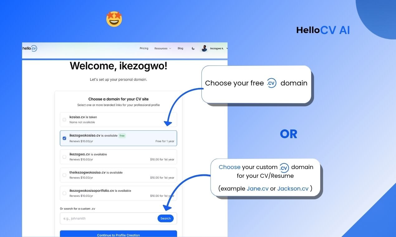 Media Hellocv ai - Tapak CV/Resume Gaya dengan AI pada domain .cv percuma 5