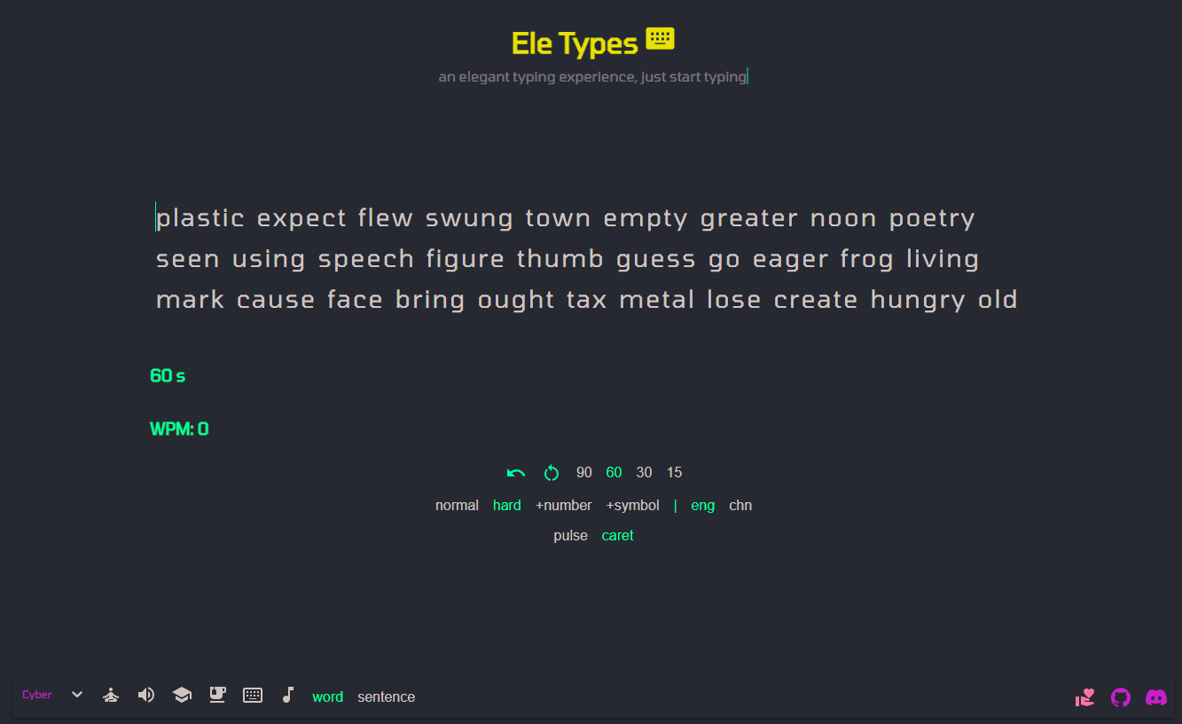 Mídia 4 de ELE TIPOS - Um site de digitação elegante e de código aberto