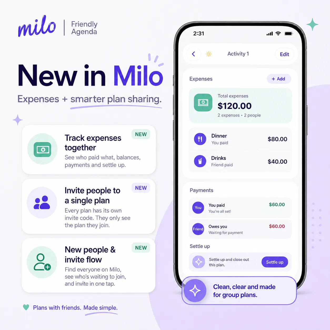 Milo — Expenses & Smarter Plan Sharing gallery image