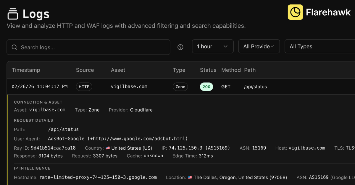 Flarehawk - Screenshot 3 showing product features and functionality