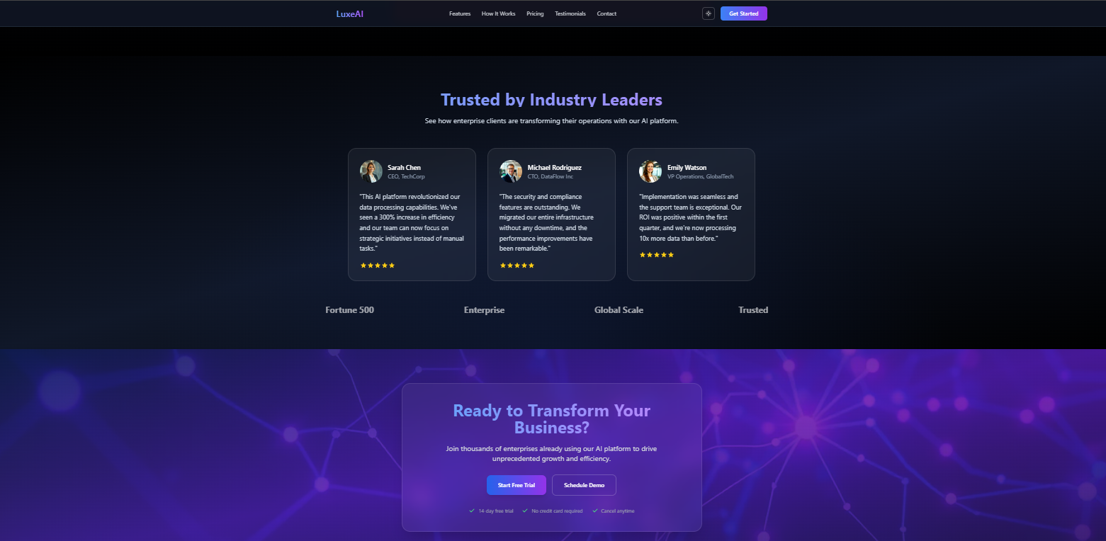 LuxeAI – Premium AI SaaS Landing Page gallery image