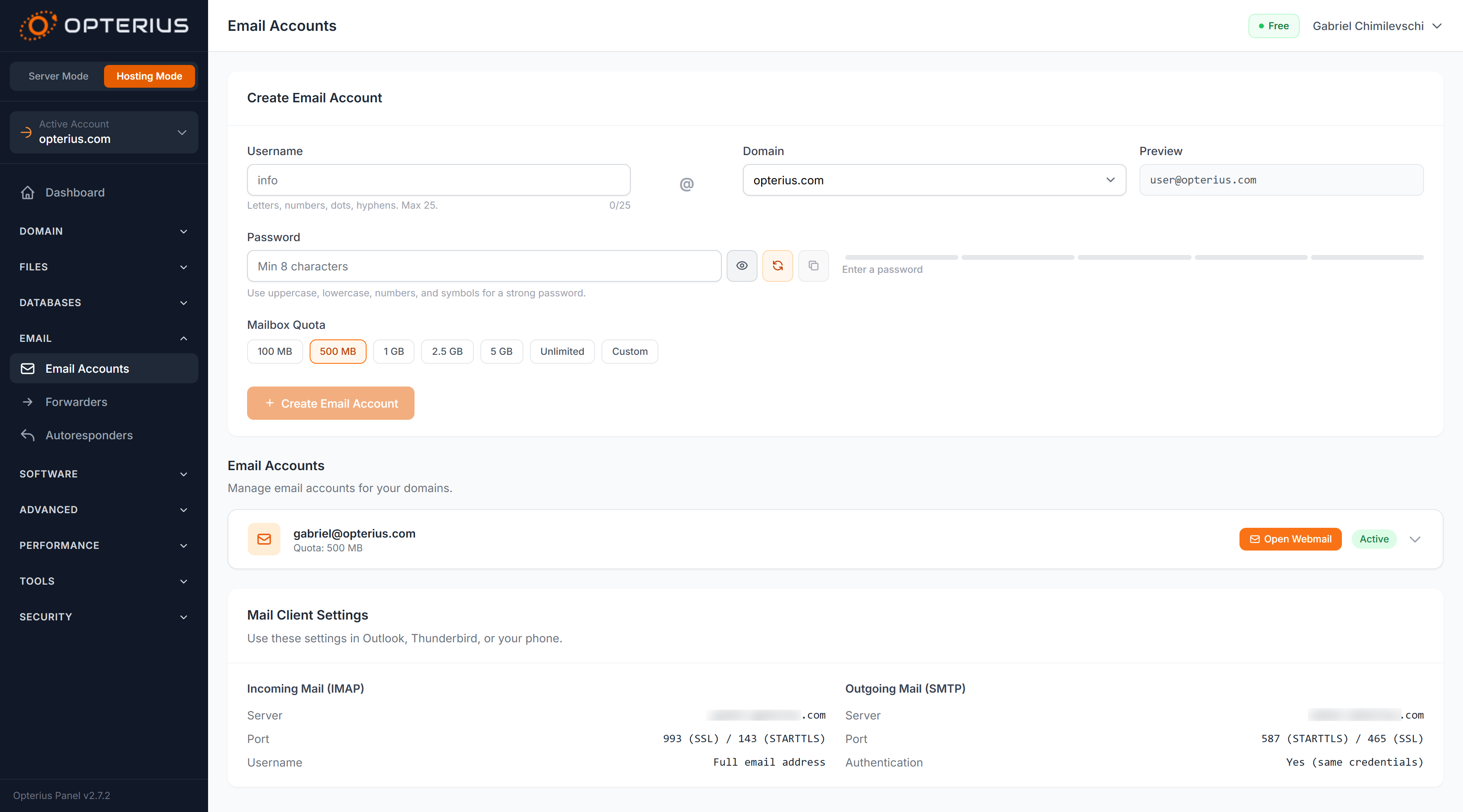 Opterius - Modern Web Hosting Panel gallery image