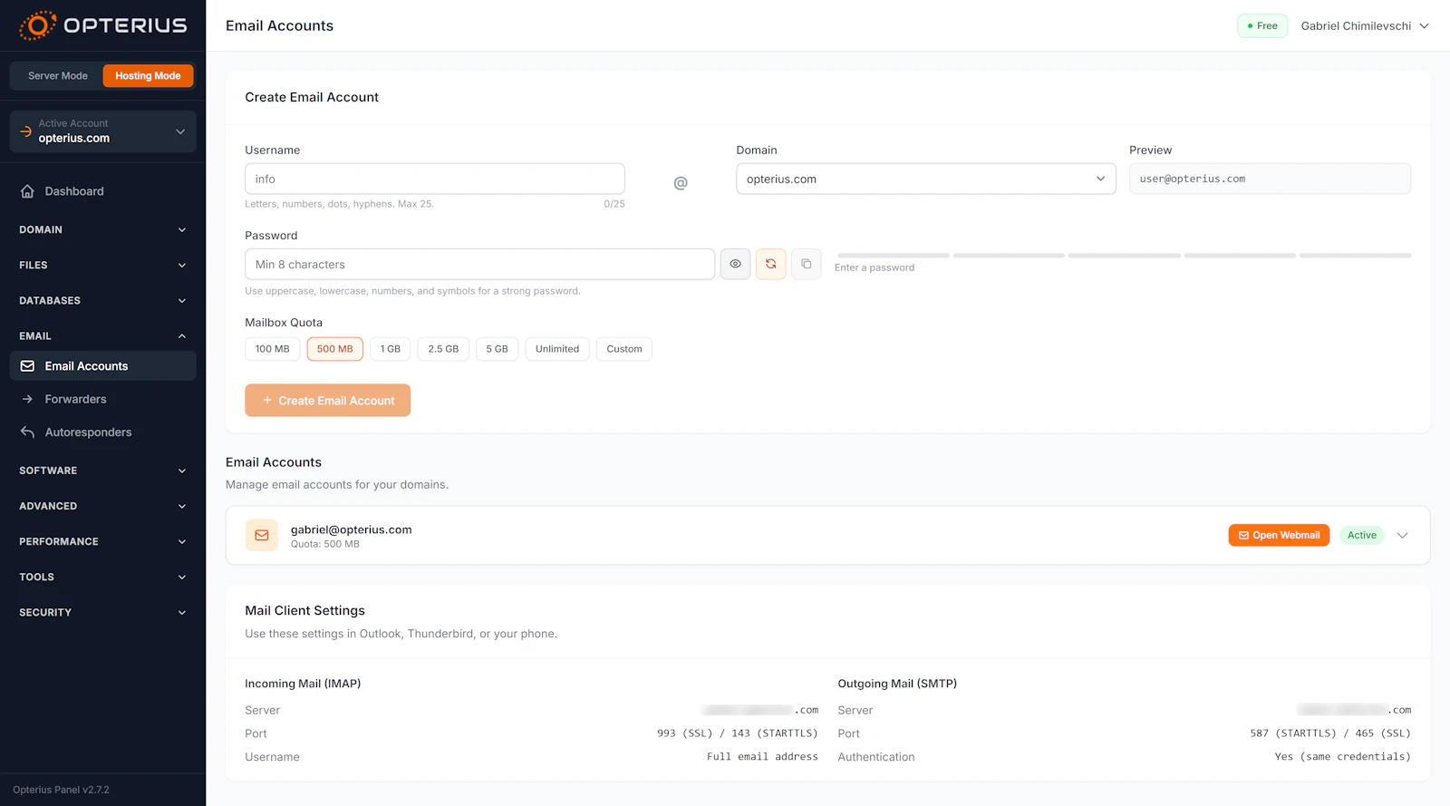 Opterius - Modern Web Hosting Panel screenshot 11