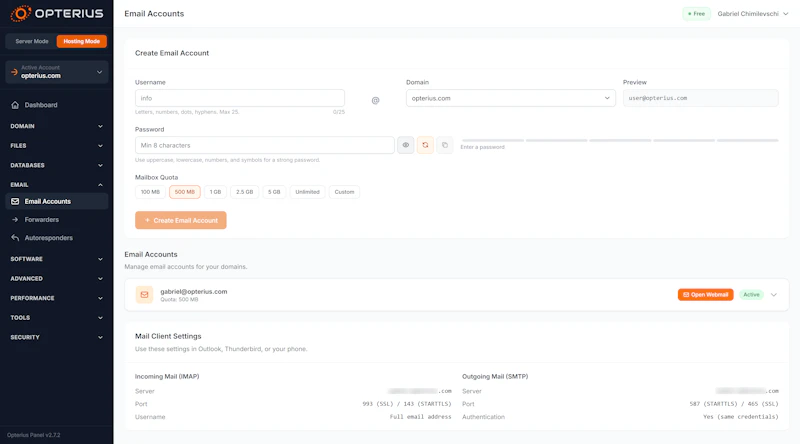 Opterius - Modern Web Hosting Panel screenshot 11