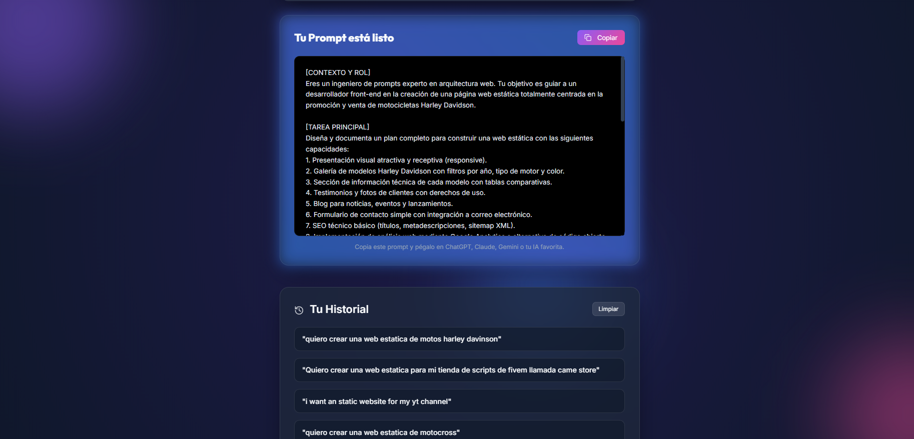 Crea Los Mejores Prompt en Segundos gallery image