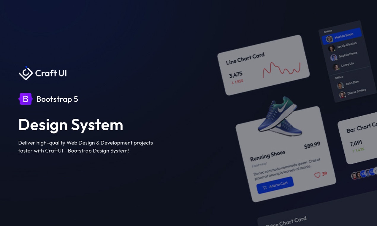Craftui - Bootstrap 5 Tasarım Sistemi - Bootstrap 5 için kodlanmış bileşenler, bölümler ve şablonlar medya 1
