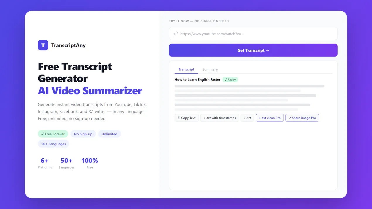TranscriptAny product