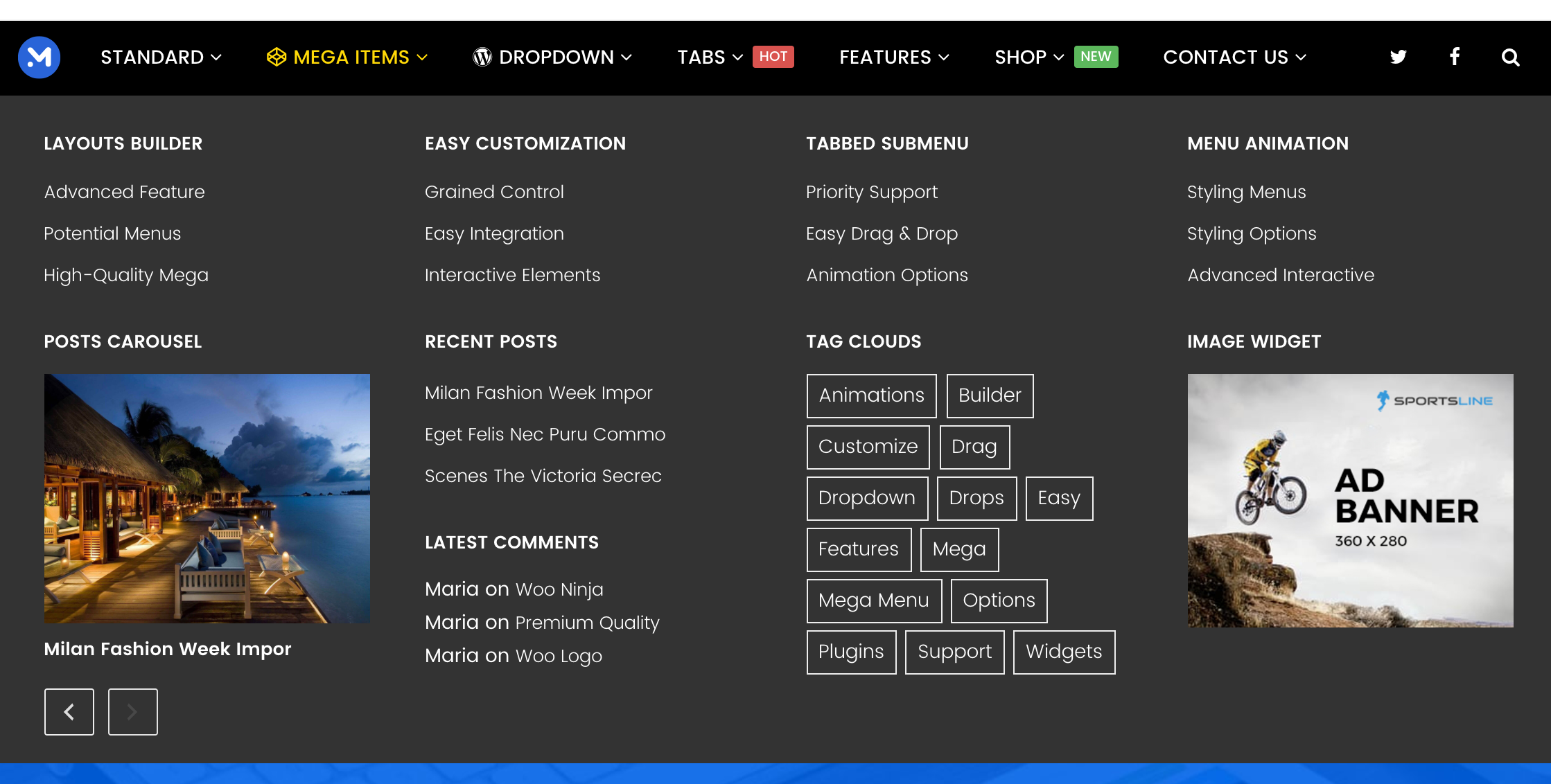 WP Mega Menu gallery image