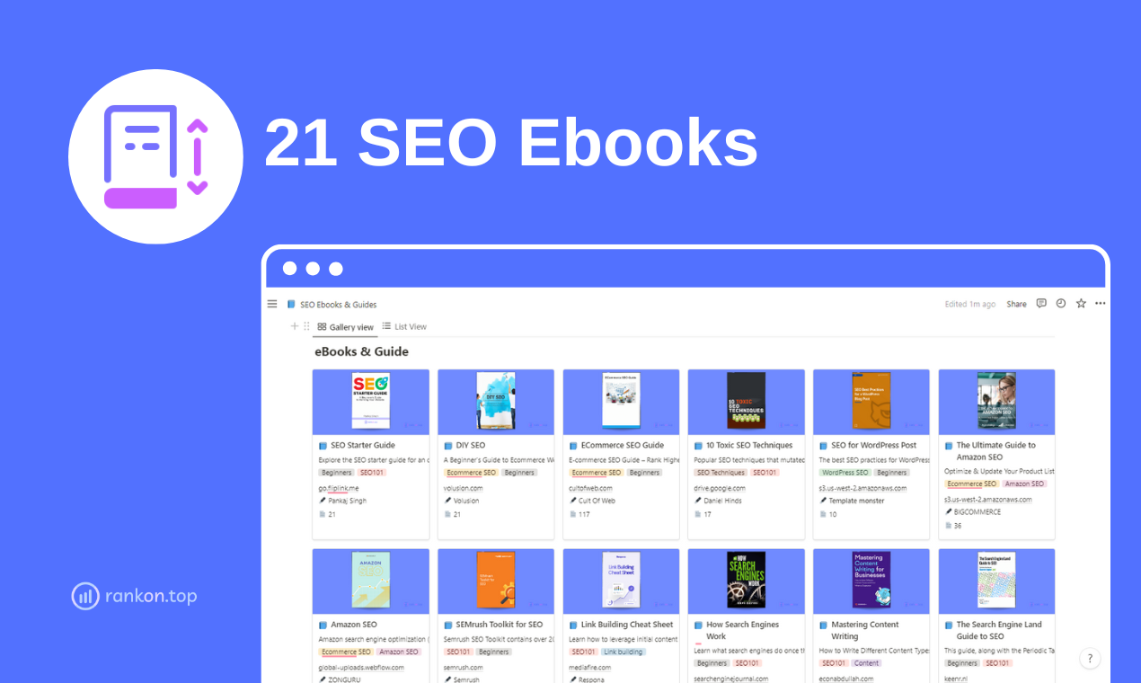 Recursos de SEO de bricolaje - Colección de herramientas de SEO, curso, libros electrónicos, plantillas y más media 1