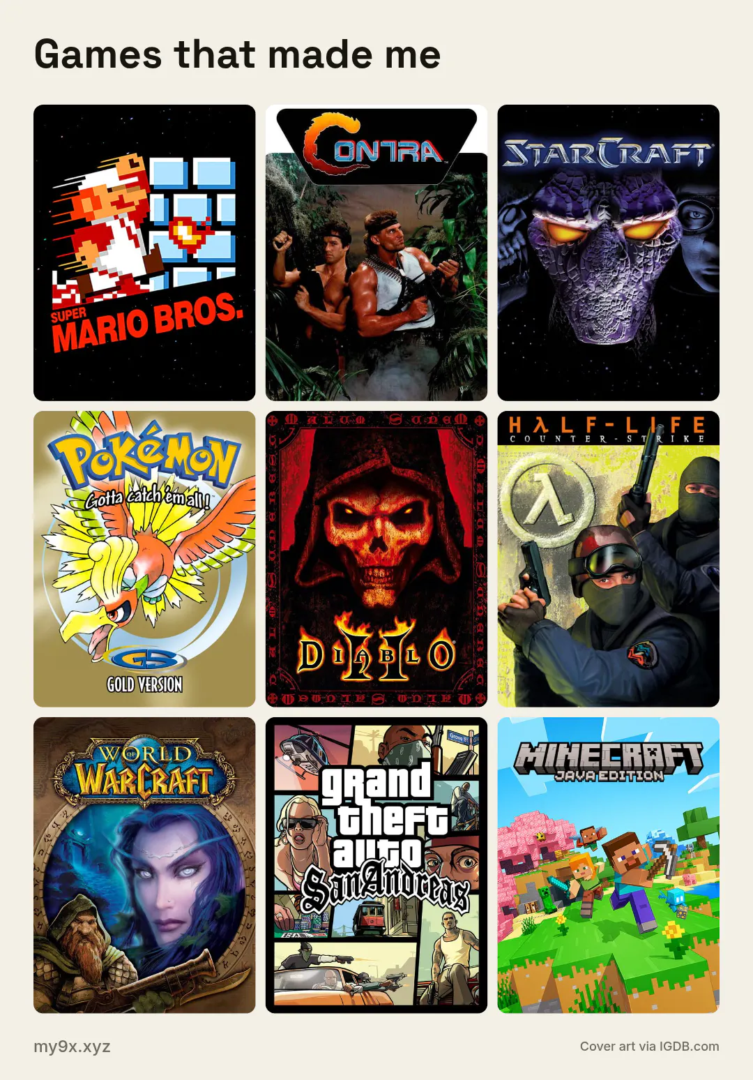 my9x — 9 Games That Made Me