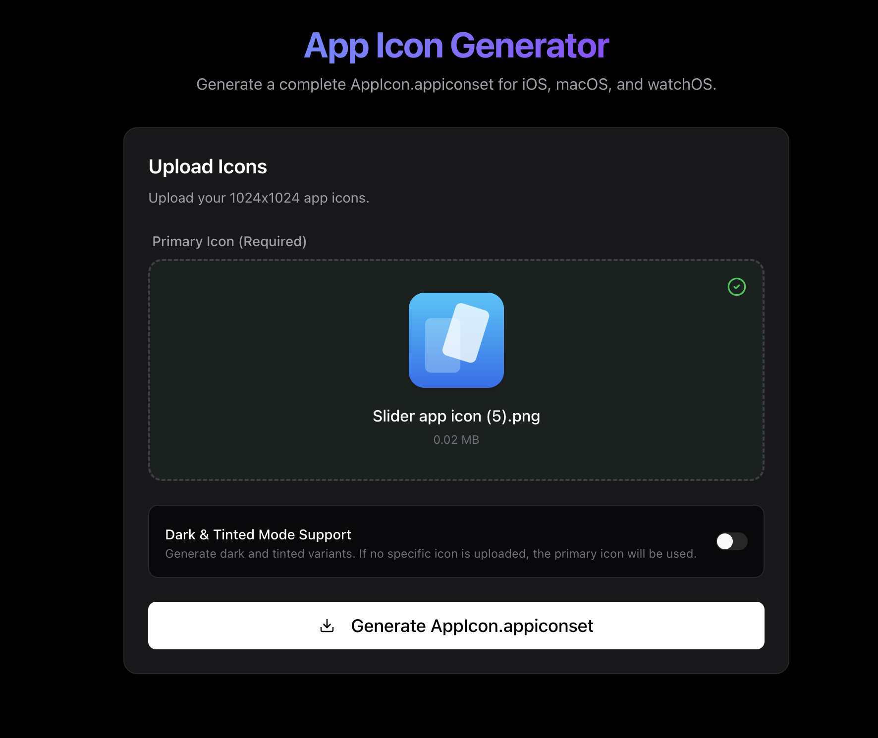 iOS App Icon Generator - Screenshot 2 showing product features and functionality
