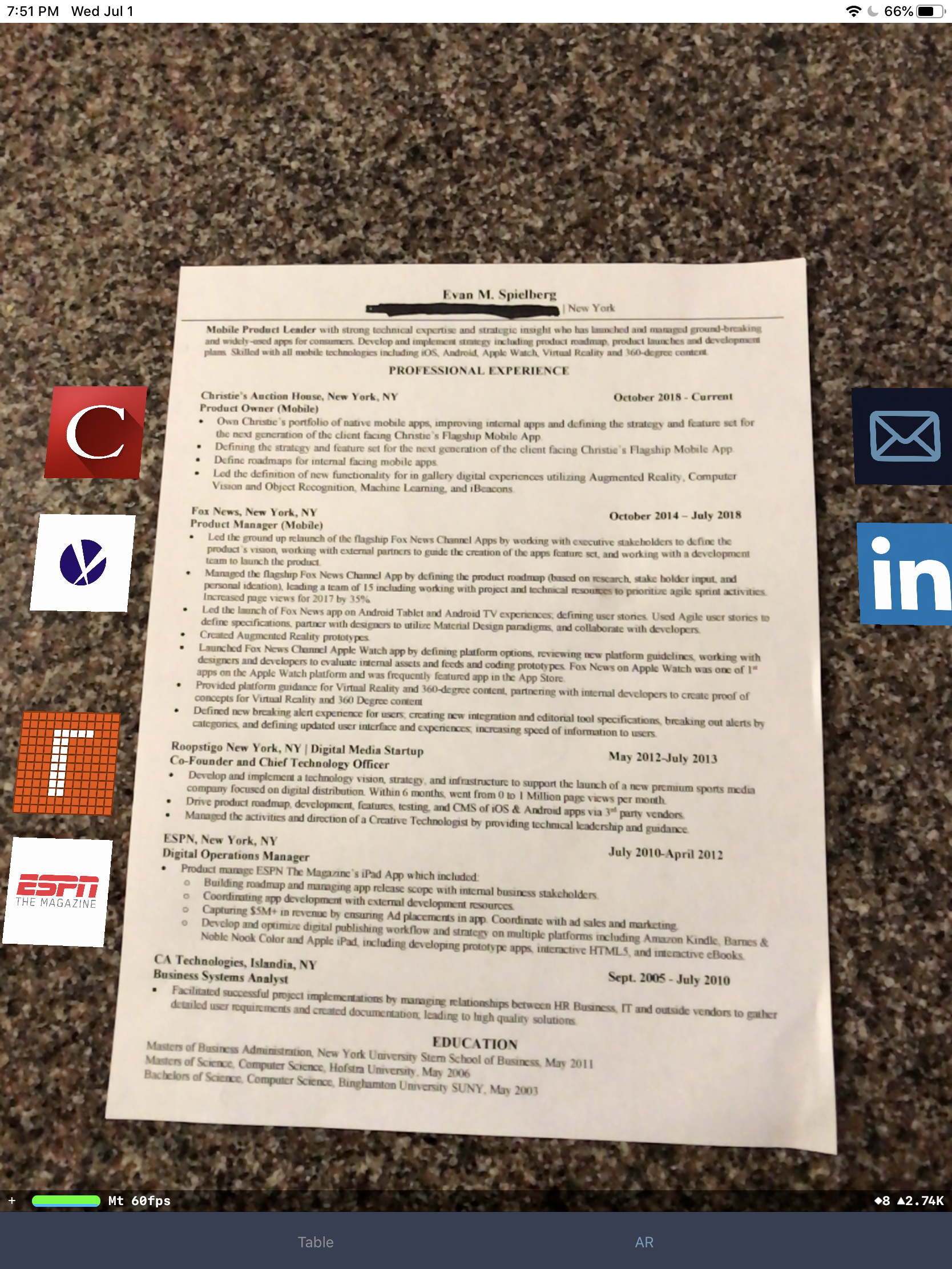 Augmented Reality Resume gallery image