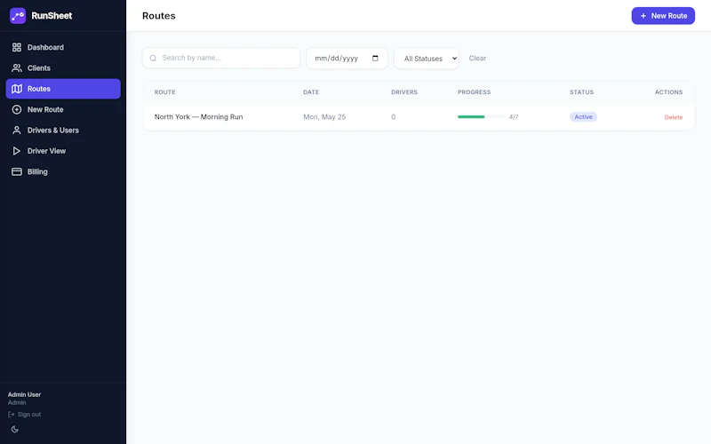 RunSheet screenshot 3