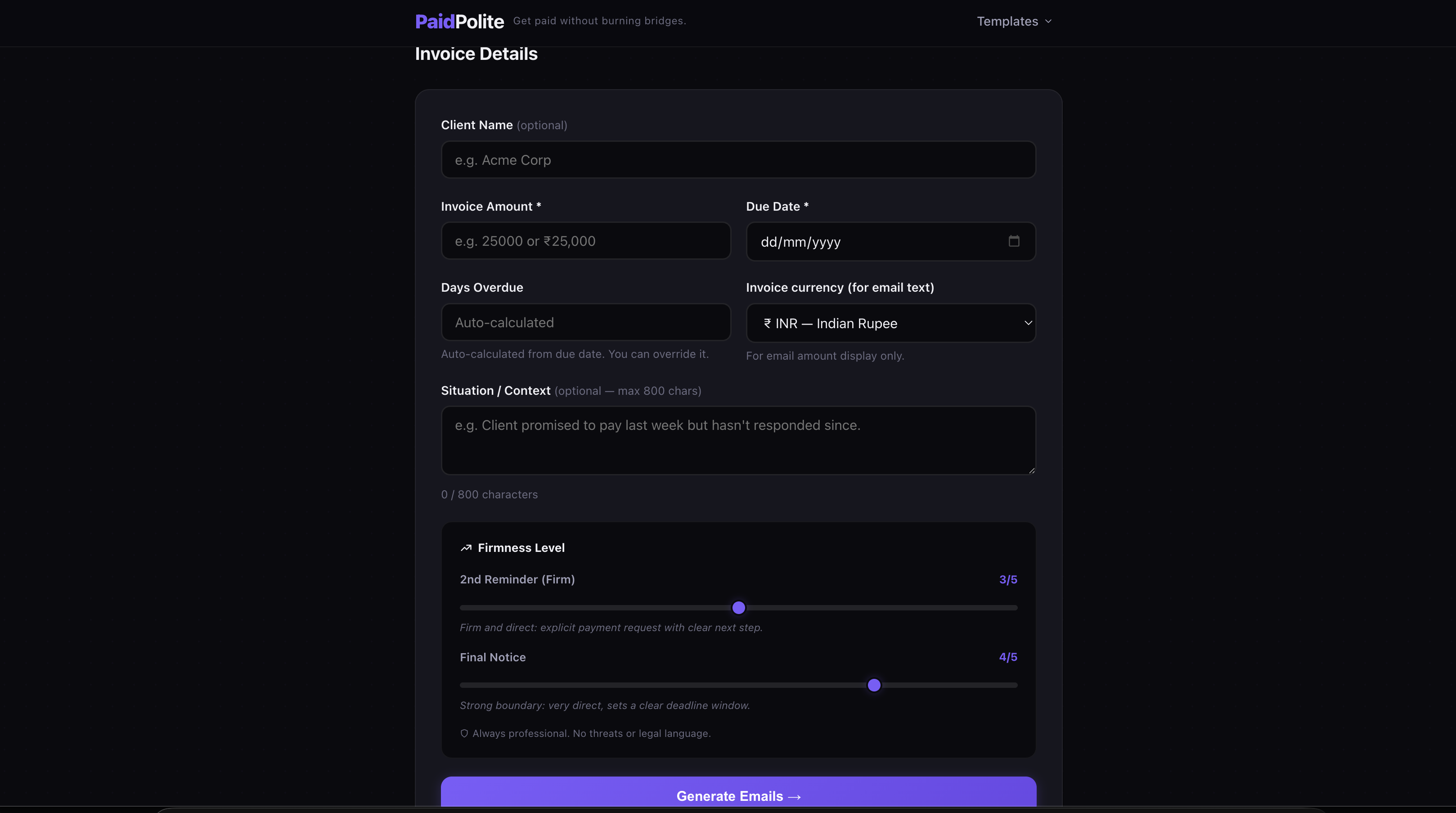 PaidPolite - Screenshot 2 showing product features and functionality