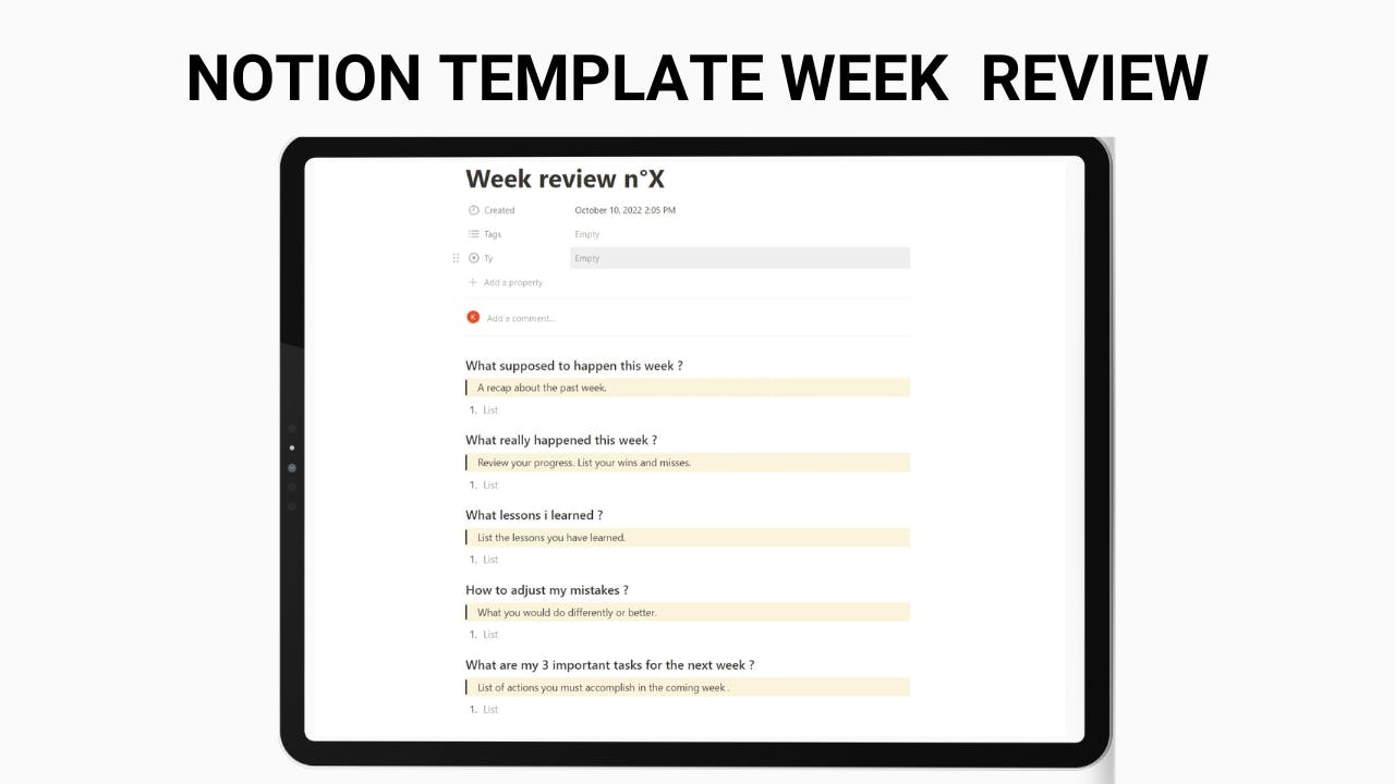 Notion template "Weekly review" media 1