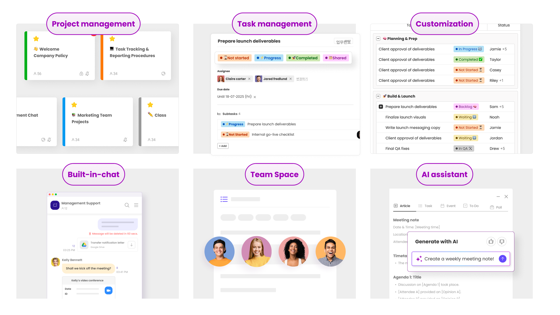 Mídia 3 de Morningmate 2.0 - Slack Asana, mas para equipes voltadas para o cliente