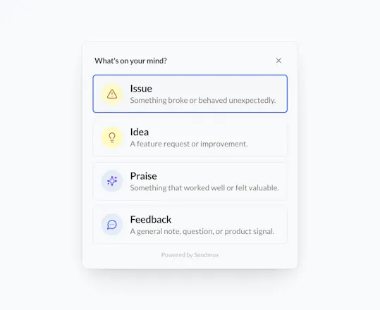 Sendmux Feedback Widget gallery image