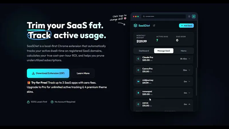 SaaSDiet screenshot 1 (video preview)