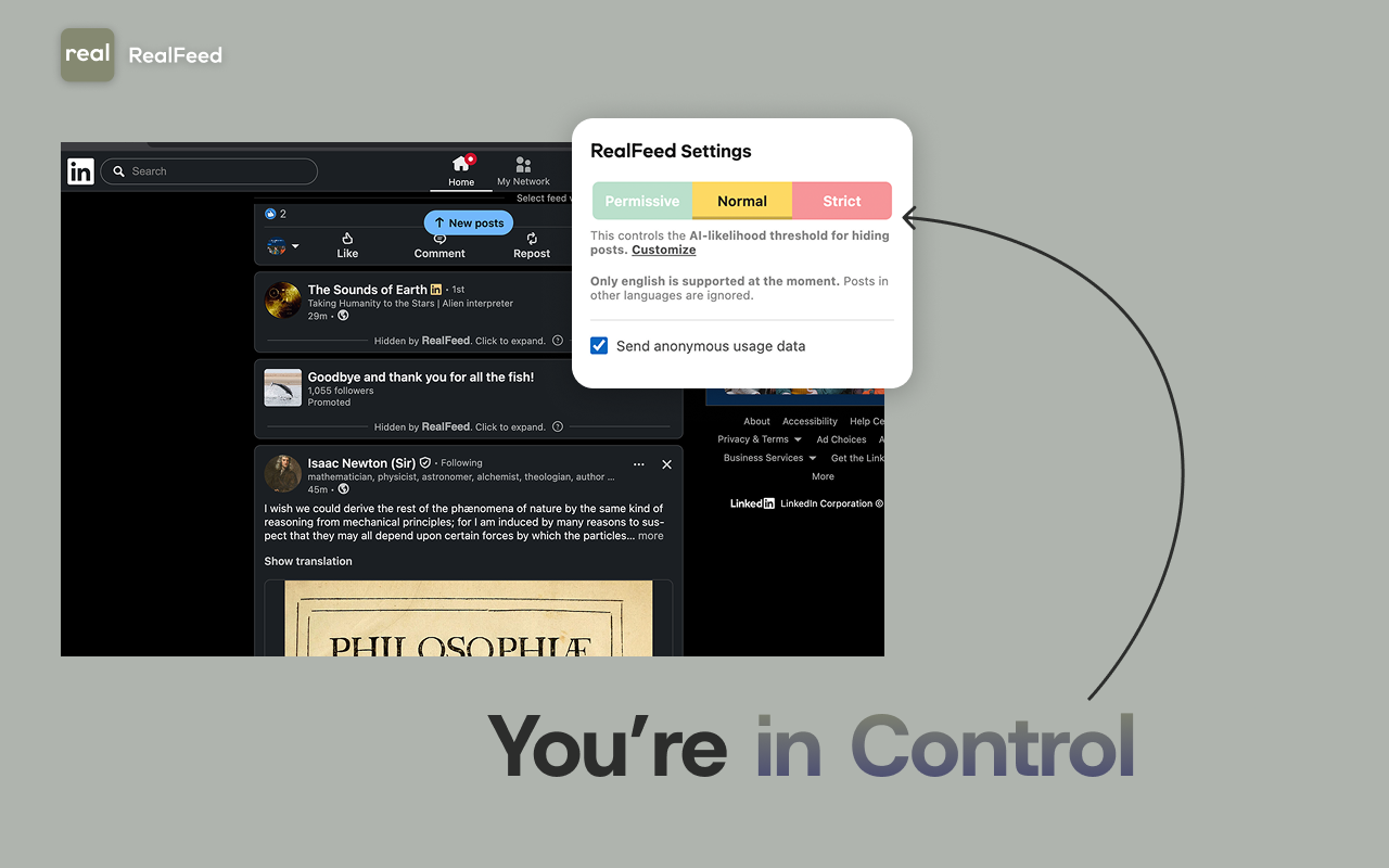 RealFeed: LinkedIn without the AI slop gallery image