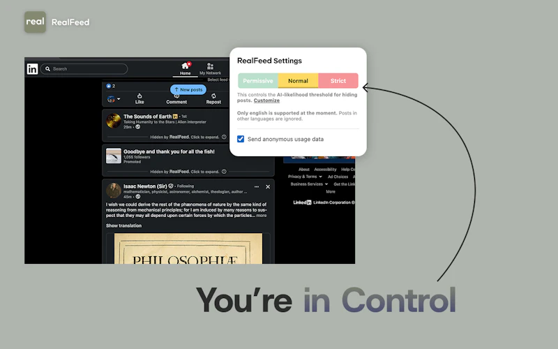RealFeed: LinkedIn without the AI slop screenshot 4
