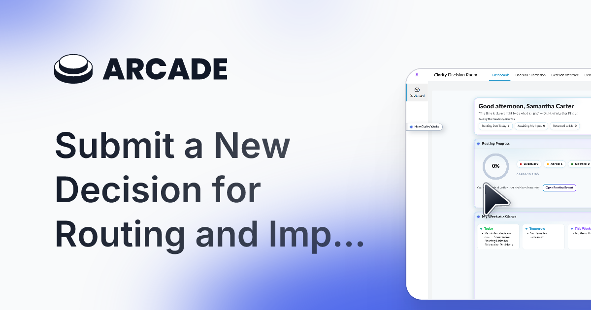 Clarity Decision Room - Main product screenshot demonstrating key features and user interface