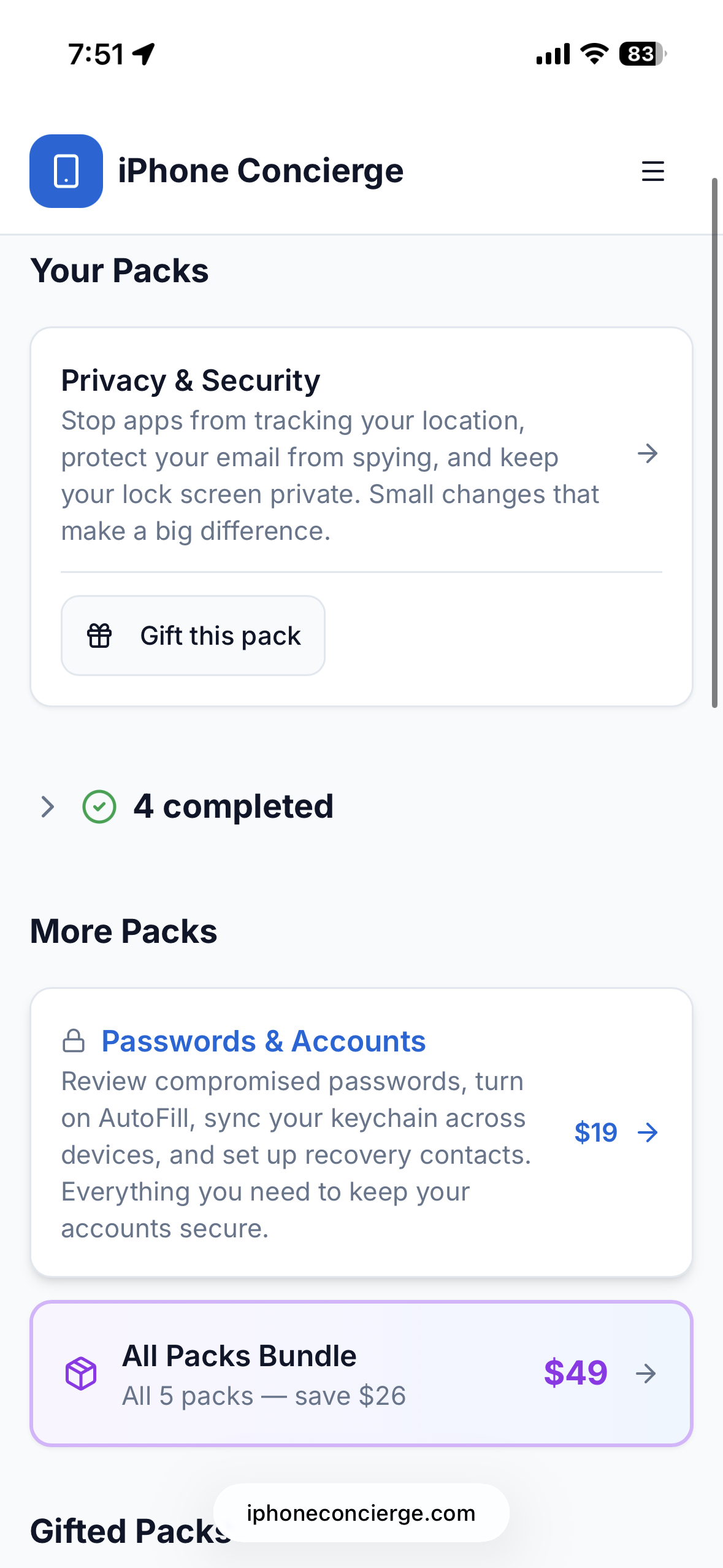 iPhone Concierge - Screenshot 4 showing product features and functionality