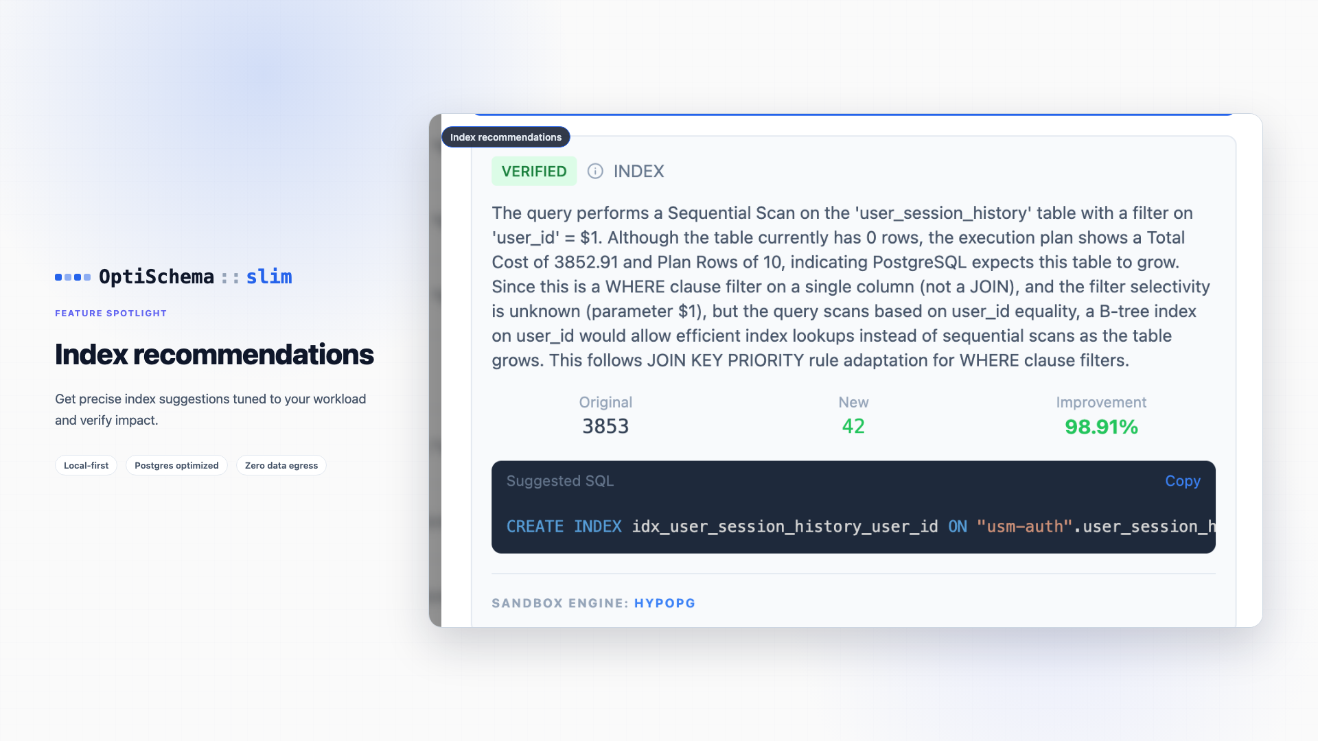 OptiSchema Slim - Screenshot 2 showing product features and functionality
