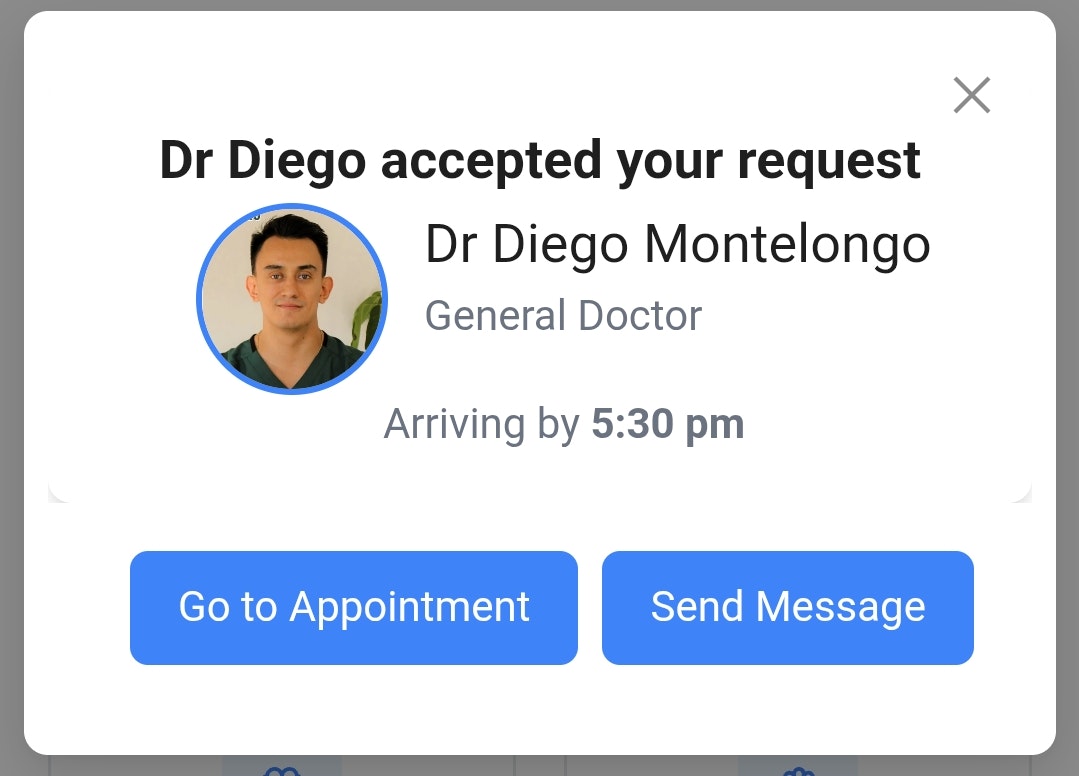 Doctor to your door within 90 minutes - Main product screenshot demonstrating key features and user interface