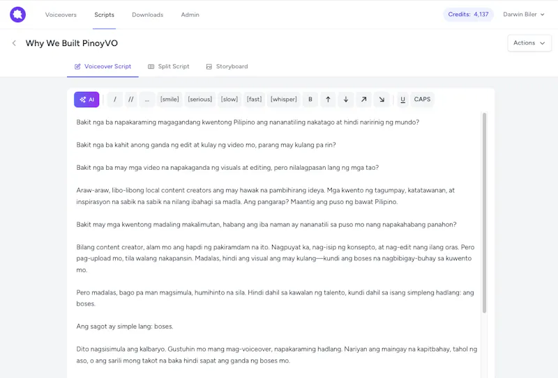 PinoyVO — Generate Filipino Voiceover screenshot 2