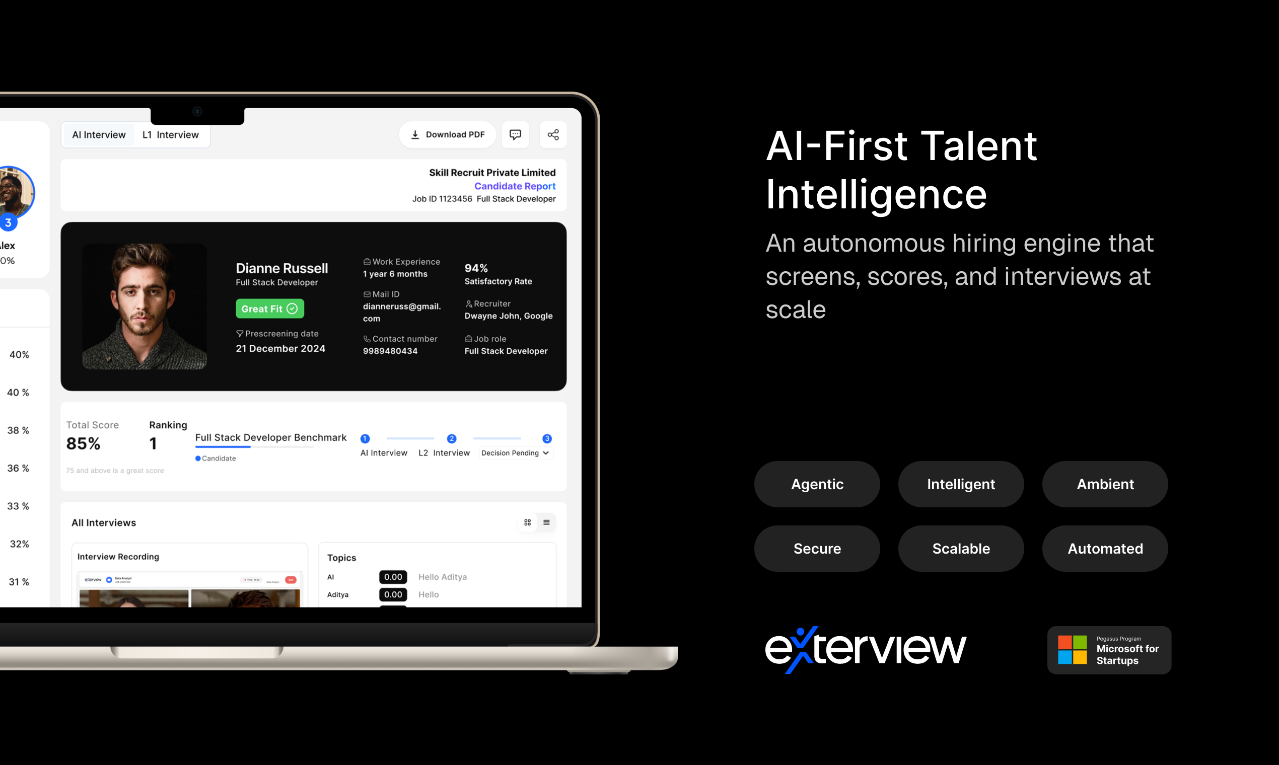  Exterview.ai – AI Intelligence Hiring - Main product screenshot demonstrating key features and user interface