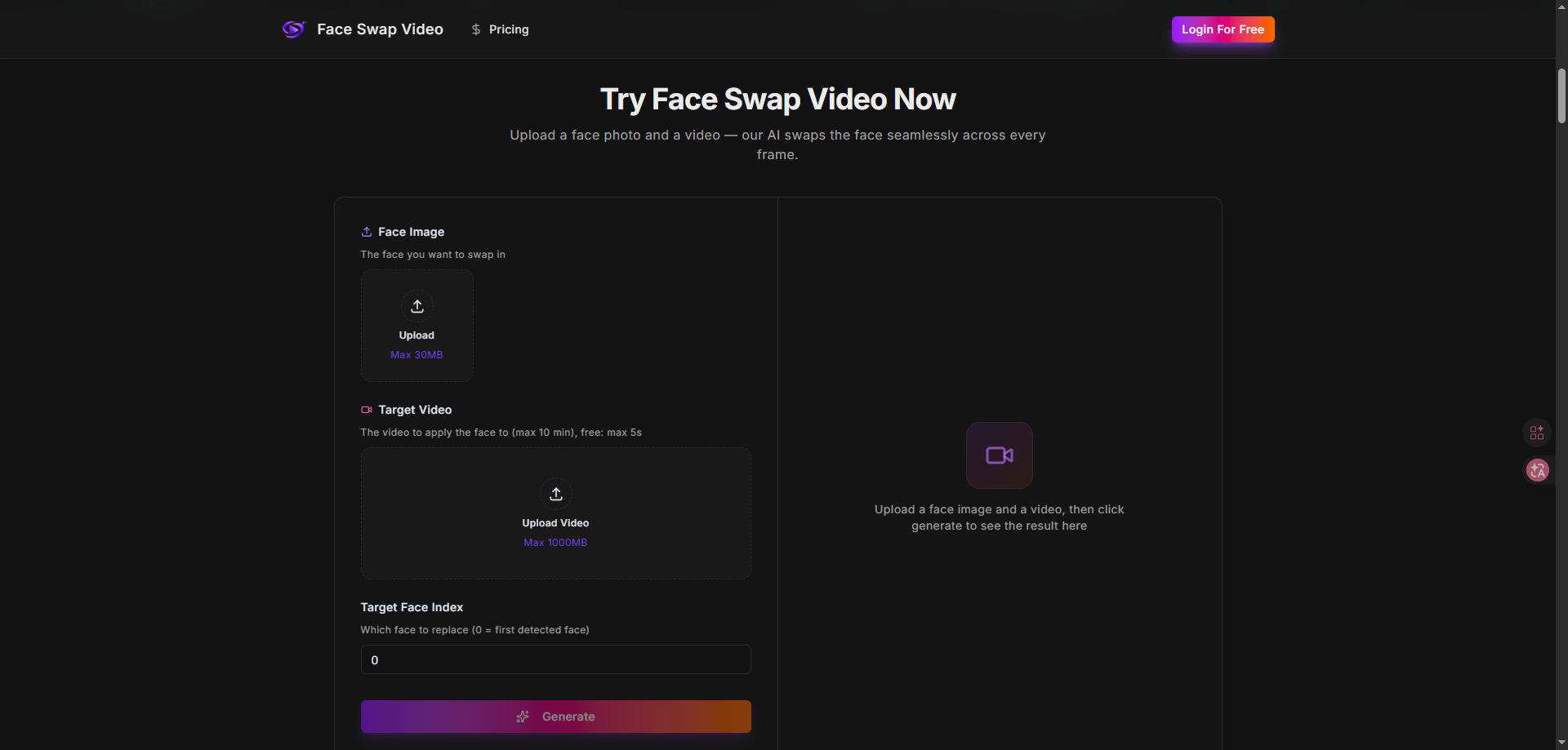 Face Swap Video - Screenshot 3 showing product features and functionality