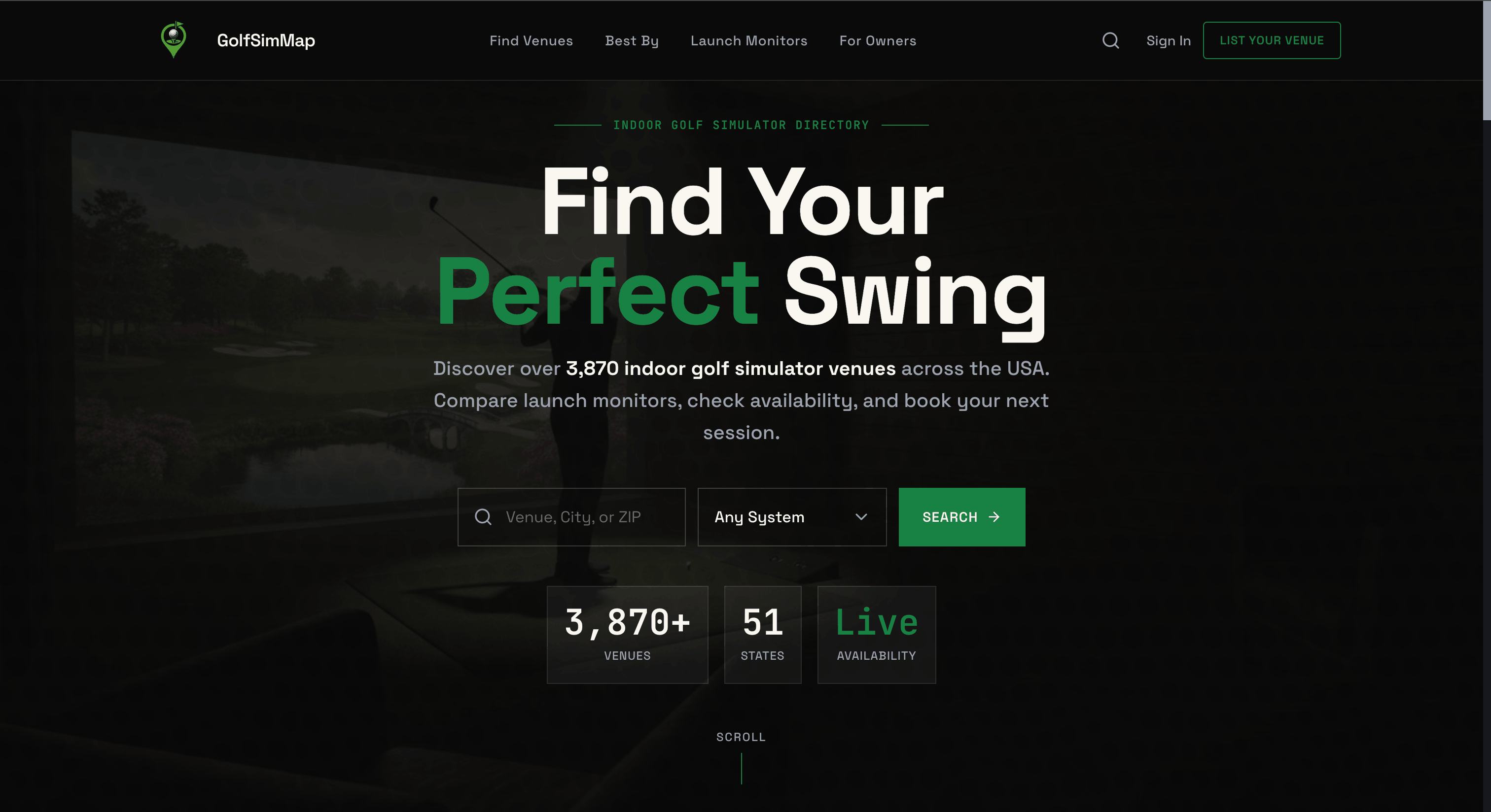 GolfSimMap  - Main product screenshot demonstrating key features and user interface