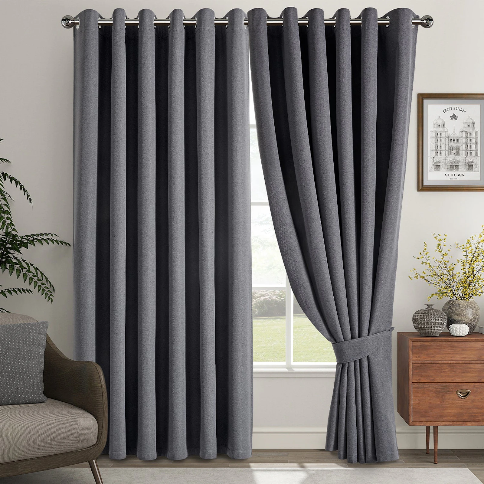 Blackout Linen Curtains, Eyelet Design screenshot 10